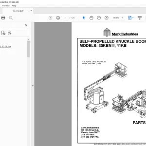 Marklift 30KBN II 41 KB SELF-PROPELLED KNUCKLE BOOM PARTS MANUAL