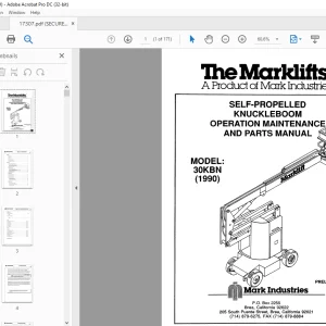 Marklift 30KBN SELF-PROPELLED KNUCKLEBOOM OPERATION MAINTENANCE & PARTS MANUAL