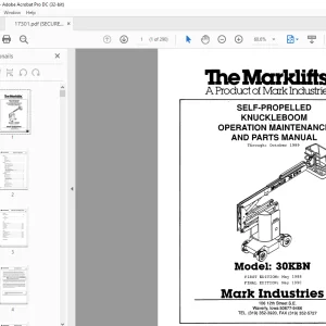 Marklift 30KBN SELF-PROPELLED OPERATION MAINTENANCE AND PARTS MANUAL