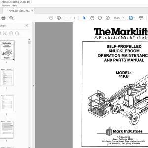 Marklift 41KB SELF-PROPELLED OPERATION MAINTENANCE & PARTS MANUAL