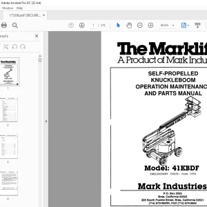 Marklift 41KBDF SELF-PROPELLED KNUCKLEBOOM OPERATION MAINTENANCE & PARTS MANUAL