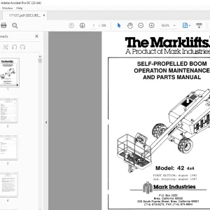 Marklift 42 4x4 SELF-PROPELLED BOOM OPERATION MAINTENANCE & PARTS MANUAL