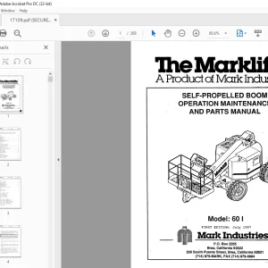 Marklift 60 I SELF-PROPELLED BOOM OPERATION MAINTENANCE AND PARTS MANUAL 17109