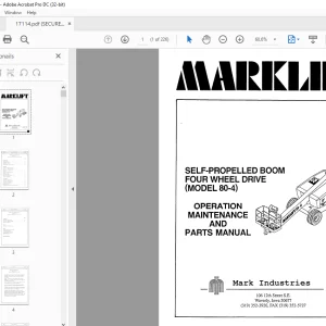 Marklift 80-4 Self-Propelled Operation Maintenance & Parts Manual 17114