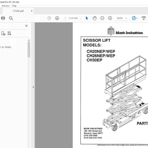 Marklift CH20NEP/WEP CH26NEP/WEP CH30EP SCISSOR LIFT PARTS MANUAL