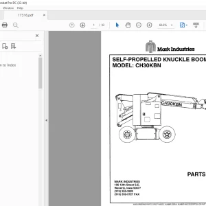 Marklift CH30KBN SELF-PROPELLED KNUCKLE BOOM PARTS MANUAL