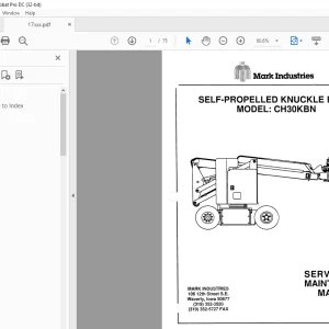 Marklift CH30KBN SELF-PROPELLED KNUCKLE BOOM SERVICE AND MAINTENANCE MANUAL