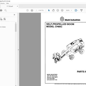 Marklift CH80C SELF-PROPELLED BOOM PARTS MANUAL 17138  - PDF DOWNLOAD