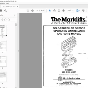 Marklift J14, J19 & J19EP SELF-PROPELLED SCISSOR OPERATION MAINTENANCE AND PARTS MANUAL