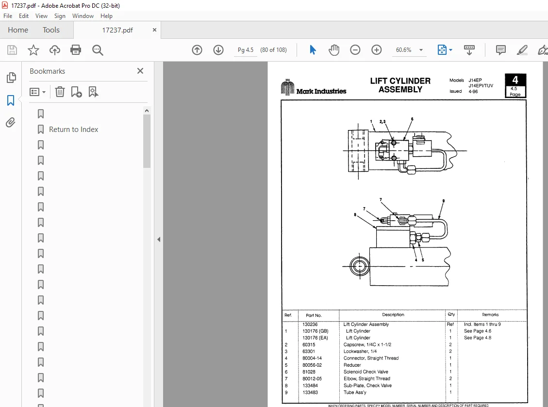Marklift J14EP J14EPI/TUV SCISSOR LIFT PARTS MANUAL 17237 - PDF DOWNLOAD - Image 2