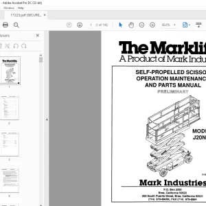 Marklift J20NEP Self-Propelled Scissor Operation Maintenance & Parts Manual 17223
