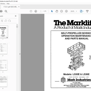 Marklift LS30E & LS36E SELF-PROPELLED-SCISSOR OPERATION MAINTENANCE AND PARTS MANUAL