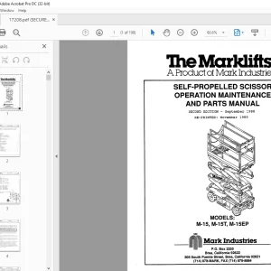 Marklift M-15, M-15T, M-15EP SELF-PROPELLED SCISSOR OPERATION MAINTENANCE & PARTS MANUAL