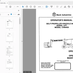 Marklift MODEL CH64KB SELF-PROPELLED KNUCKLE BOOM AERIAL LIFT OPERATOR'S MANUAL - PDF