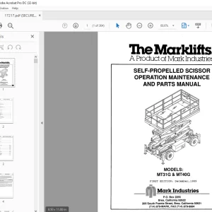 Marklift MT31G & MT40G SELF-PROPELLED SCISSOR OPERATION MAINTENANCE & PARTS MANUAL