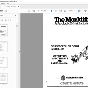 Marklift SELF-PROPELLED BOOM 42 OPERATION MAINTENANCE & PARTS MANUAL