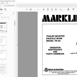 Marklift TM 32 TRAILER MOUNTED OPERATION MAINTENANCE & PARTS Manual