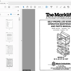 Marklifts M-15, M-15T, M-15EP SELF-PROPELLED SCISSOR OPERATION & PARTS MANUAL - PDF