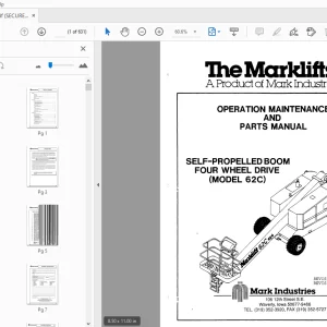 Marklifts MODEL 62C SELF-PROPELLED BOOM FOUR WHEEL DRIVE OPERATION & PARTS MANUAL - PDF