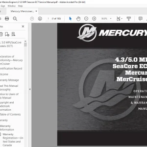 Mercury Mercruiser 4.3 / 5.0 MPI Seacore ECT Operation Manual PDF