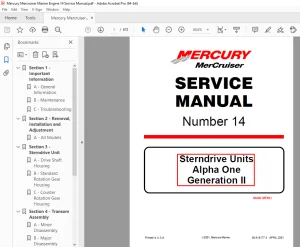Mercury Mercruiser Engine 14 Alpha One Generation II Shop Manual PDF