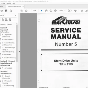 Mercury Mercruiser Engine 5 Stern Drive Units TR TRS Service Manual PDF