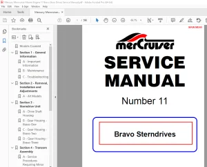 Mercury Mercruiser Engine 11 Bravo Sterndrives Service Manual PDF