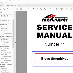 Mercury Mercruiser Engine 11 Bravo Sterndrives Service Manual PDF