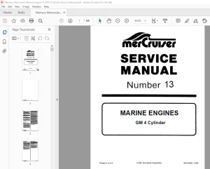 Mercury Mercruiser Marine Engine 13 GM 4 Cylinder Service Manual PDF