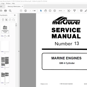 Mercury Mercruiser Marine Engine 13 GM 4 Cylinder Service Manual PDF