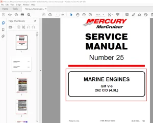 Mercury Mercruiser Engine 25 GM V-6 262 CID (4.3L) Service Manual PDF