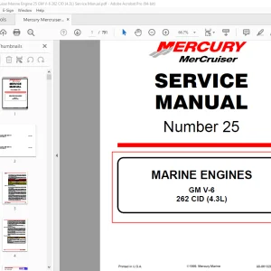 Mercury Mercruiser Engine 25 GM V-6 262 CID (4.3L) Service Manual PDF