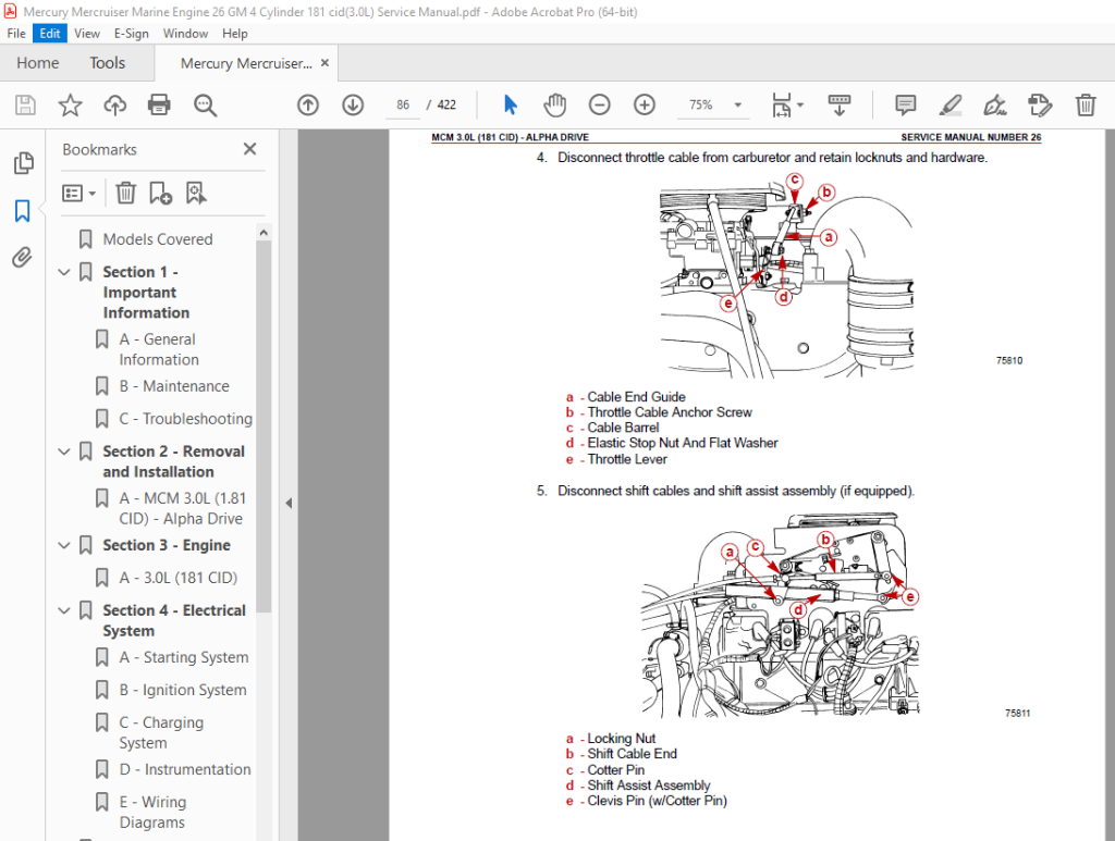 Mercury Mercruiser Engine 26 GM 4 Cylinder 181 Cid(3.0L) Service Manual ...