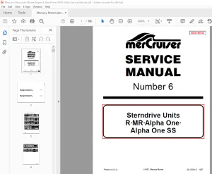 Mercury Mercruiser Marine Engine 6 SternDrives RMR Alpha Service Manual PDF