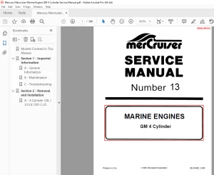 Mercury Mercruiser Marine Engine GM 4 Cylinder Service Manual PDF