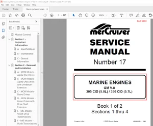 Mercury Mercruiser No 17 GM V-8 305 CID (5.0L) / 350 CID (5.7L) Service Manual PDF