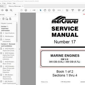 Mercury Mercruiser No 17 GM V-8 305 CID (5.0L) / 350 CID (5.7L) Service Manual PDF
