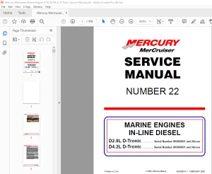 Mercury Mercruiser No 22 D2.8L & D4.2L D-Tronic Engine Service Manual PDF