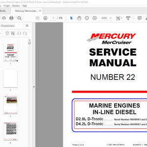 Mercury Mercruiser No 22 D2.8L & D4.2L D-Tronic Engine Service Manual PDF
