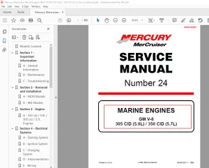 Mercury Mercruiser No 24 Engine GM V-8 305 CID (5.0L) / 350 CID (5.7L) Service Manual PDF