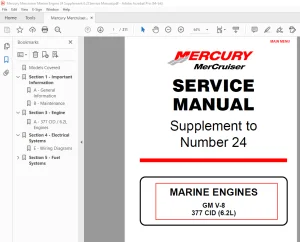 Mercury Mercruiser No 24 Supplement GM V-8 377 CID (6.2L) Service Manual PDF