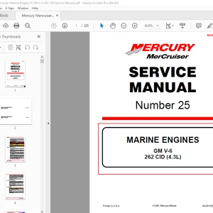 Mercury Mercruiser No 25 GM V-6 262 CID (4.3L) Engine Service Manual PDF
