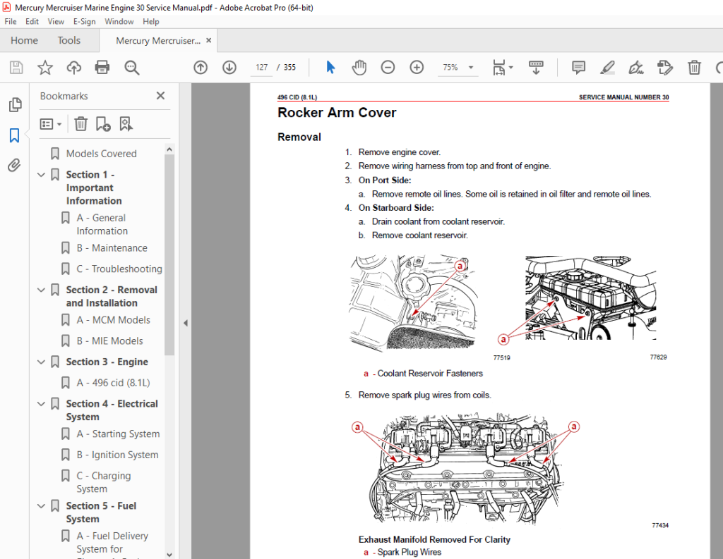 Mercury Mercruiser No 30 496cid 8.1l Gasoline Service Manual Pdf 