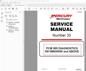 Mercury Mercruiser No 33 PCM 555 DIAGNOSTICS Service Manual - PDF DOWNLOAD