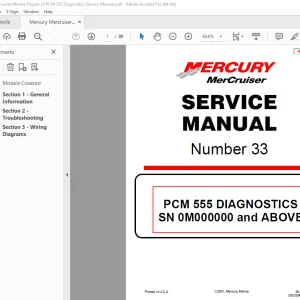 Mercury Mercruiser No 33 PCM 555 DIAGNOSTICS Service Manual - PDF DOWNLOAD