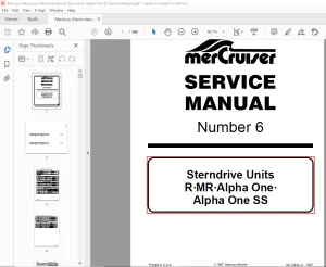 Mercury Mercruiser No 6 Unit R.MR Alpha One SS Service Manual PDF