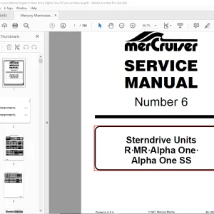 Mercury Mercruiser No 6 Unit R.MR Alpha One SS Service Manual PDF