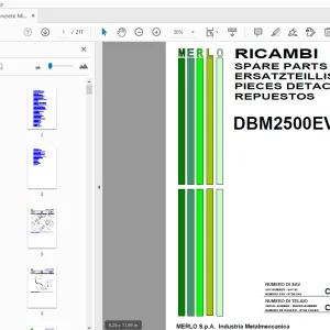 Merlo Concrete Mixer DBM2500EV Parts Manual - PDF
