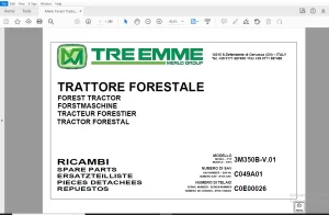 Merlo Forest Tractor 3M350B-V.01 Parts Manual SAV C049A01 - PDF