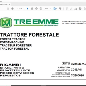 Merlo Forest Tractor 3M350B-V.01 Parts Manual SAV C049A01 - PDF